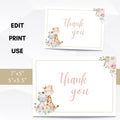 baby girl safari baby shower thank you card template